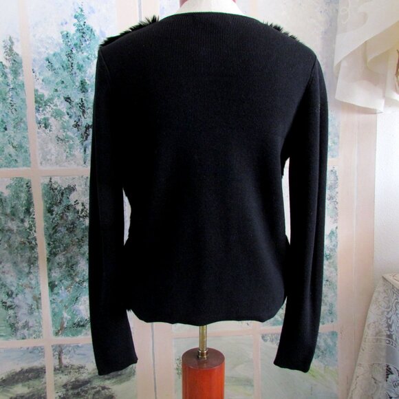 BLACK FAUX FUR JACKET, S, BANANA REPUBLIC NWOT - Picture 3 of 5